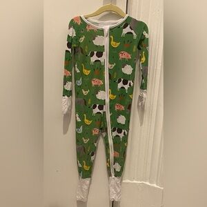 Little Sleepies Green Animal Print Zip Rompers/Sleepers